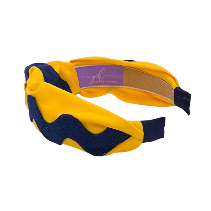 Blue Ric Rac on Yellow Gold Knotted Headband