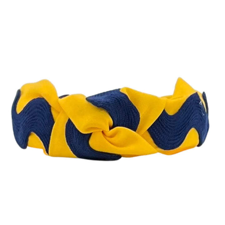 Blue Ric Rac on Yellow Gold Knotted Headband