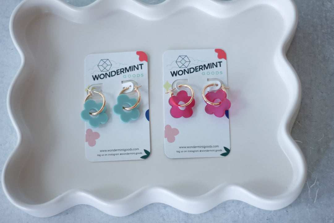 Medium Floral Gold Hoops