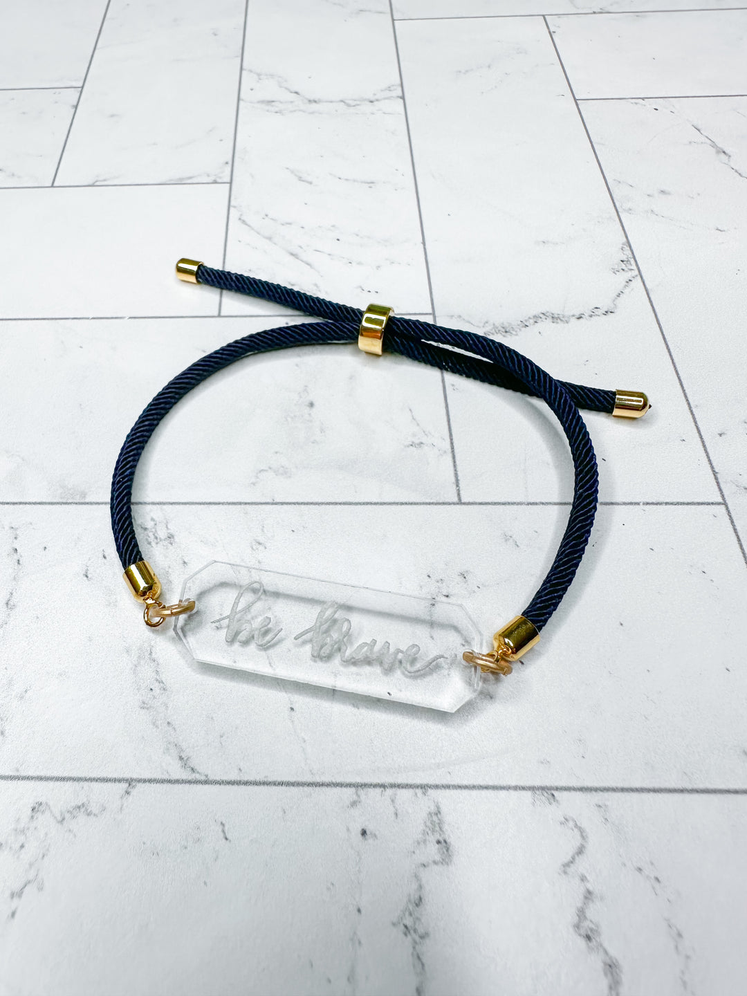 Fabric Inspirational Word Acrylic Bar Bracelet