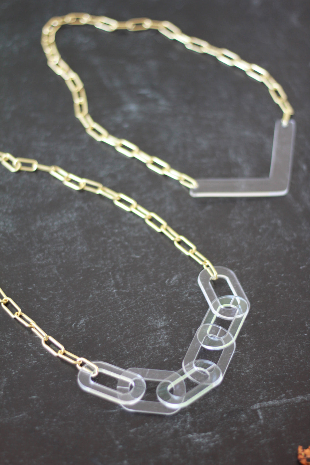 Chunky Paperclip and Acrylic Statement Necklace