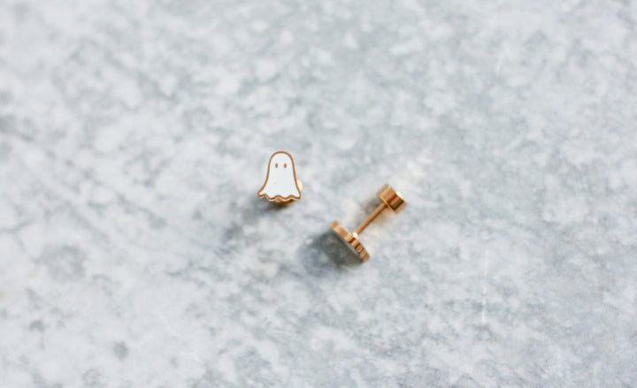 Flat Back Ghost Stud Earrings