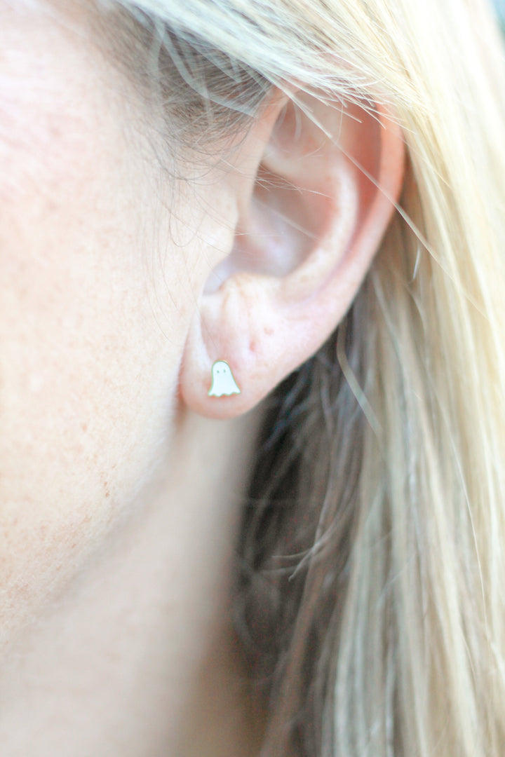 Flat Back Ghost Stud Earrings