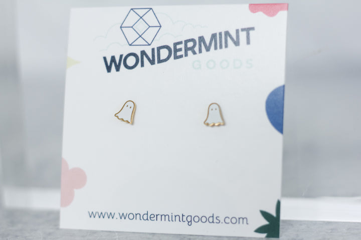 Flat Back Ghost Stud Earrings