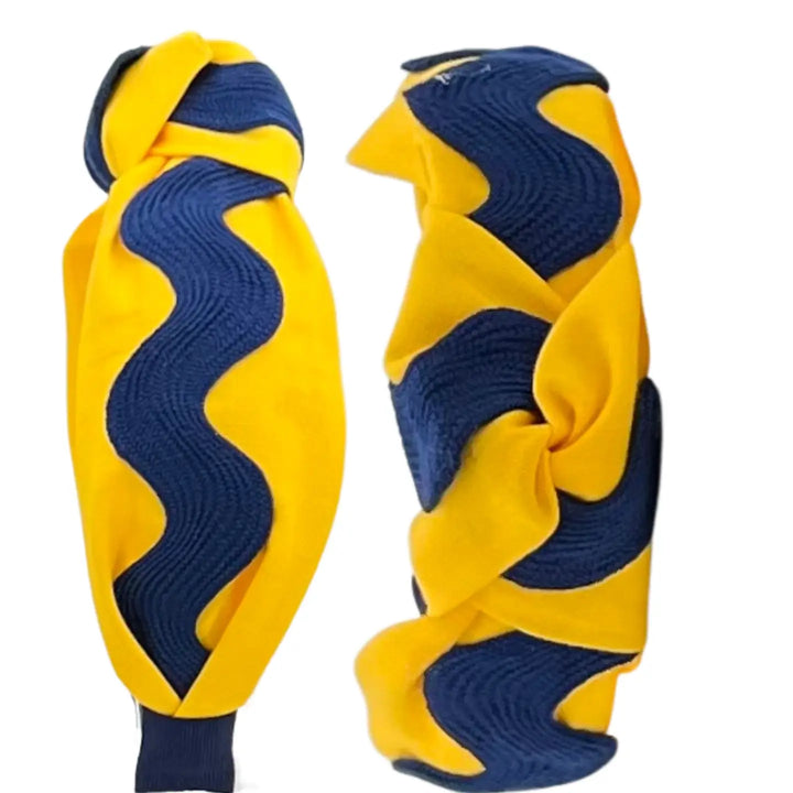 Blue Ric Rac on Yellow Gold Knotted Headband