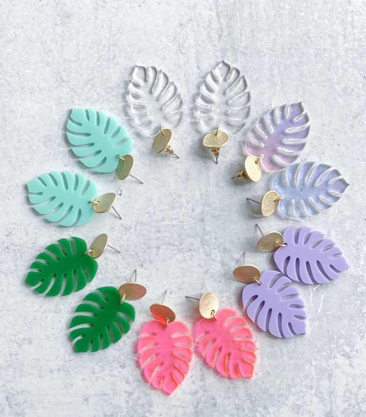 Mommy and Me Earring Set - Monstera Leaf