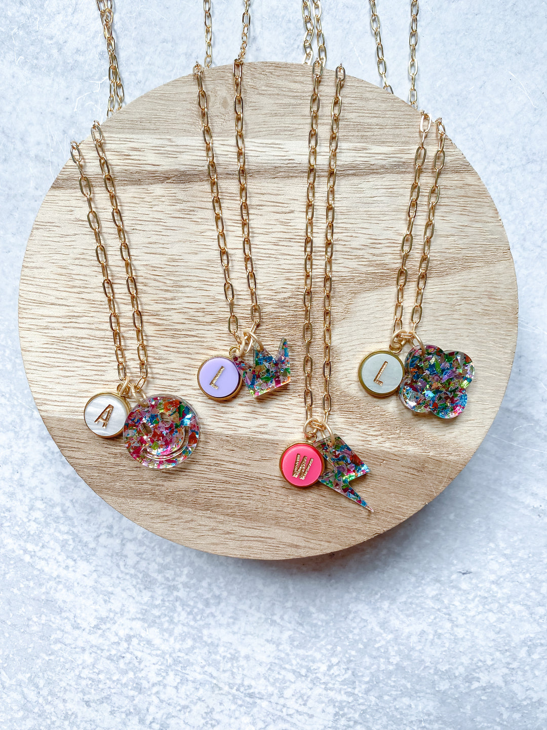 Paperclip Chain Confetti Charm Necklace