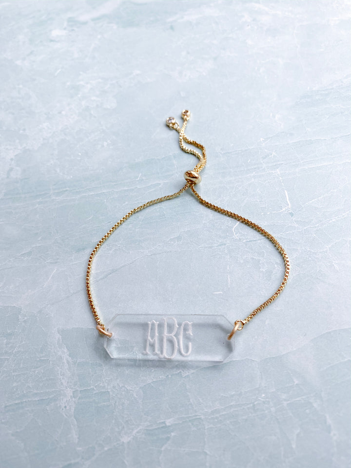 Monogram Acrylic Bar Chain Bracelet