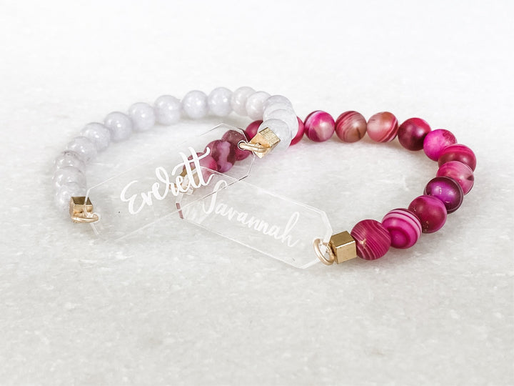 Personalized Name Acrylic Bar Beaded Bracelet - Wondermint Goods