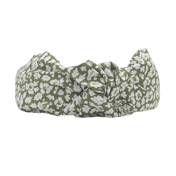 Olive and Cream Floral Knot Headband