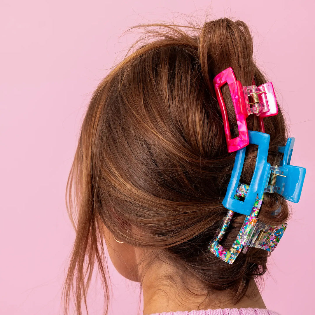 Hair Claw Clip Trio - Colorful Confetti