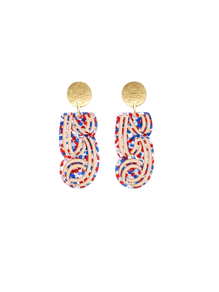 America250 Patriotic Confetti Logo Earrings