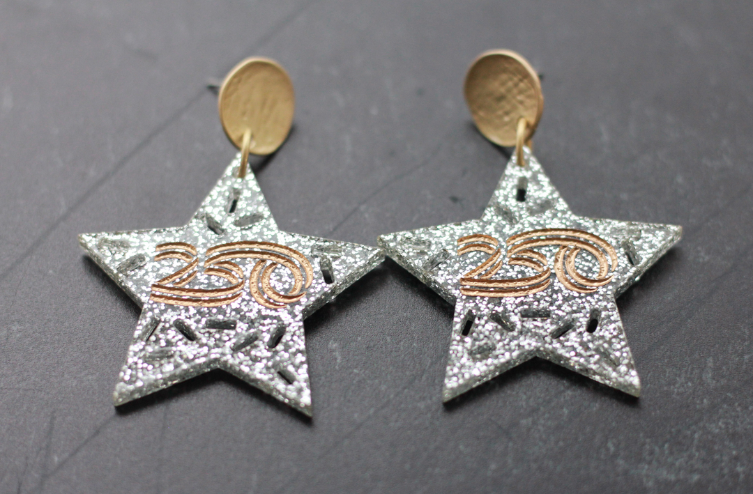 America250 Silver Glitter Sprinkle Cutout Earrings