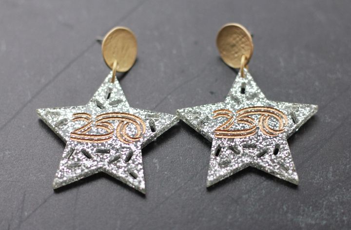 America250 Silver Glitter Sprinkle Cutout Earrings