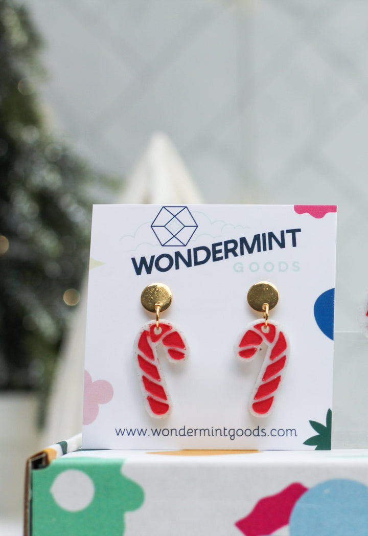 Mini Candy Cane Acrylic Earrings