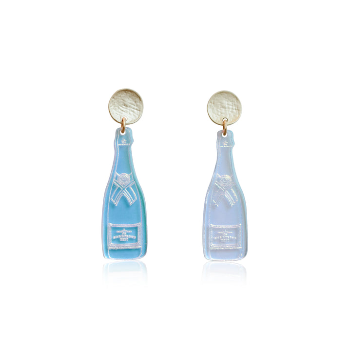 Iridescent Champagne Bottle Acrylic Earrings