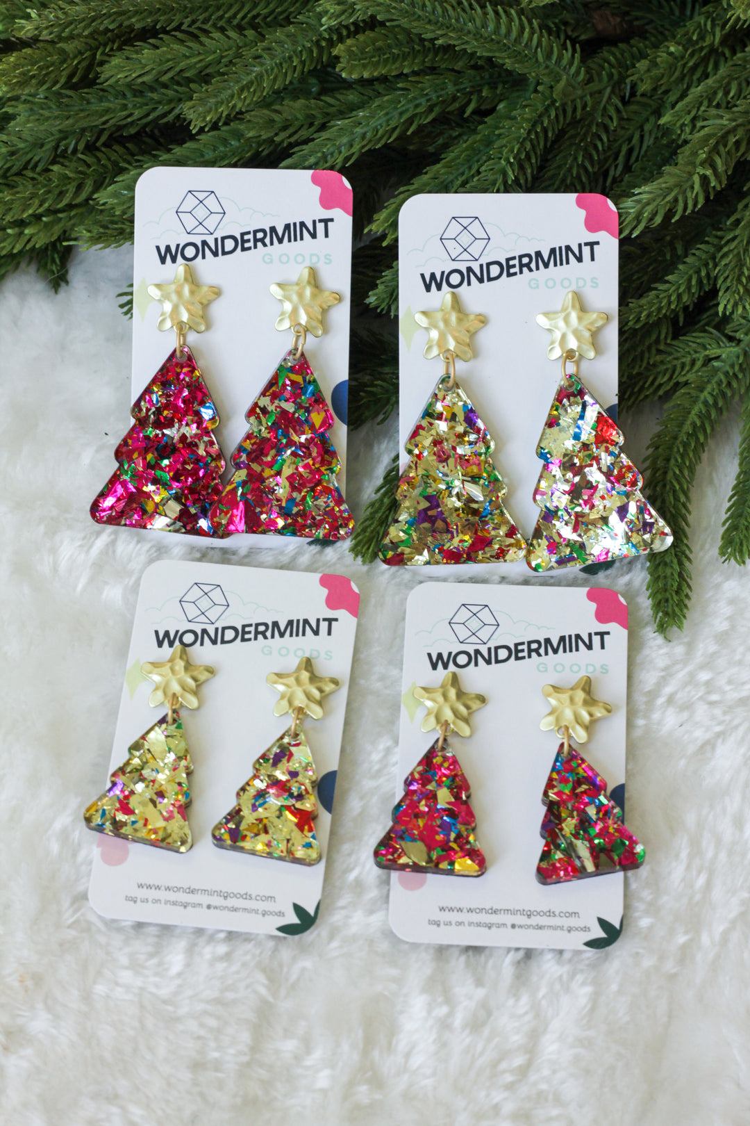 Classic Confetti Christmas Tree Earrings