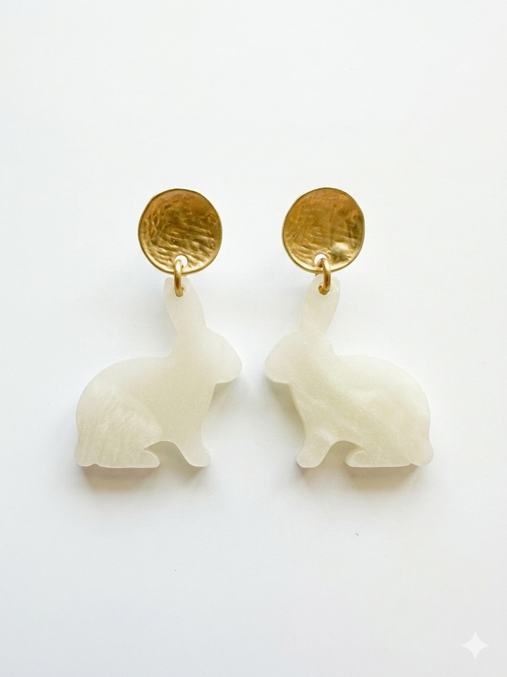 Cream Pearl Bunny Earrings