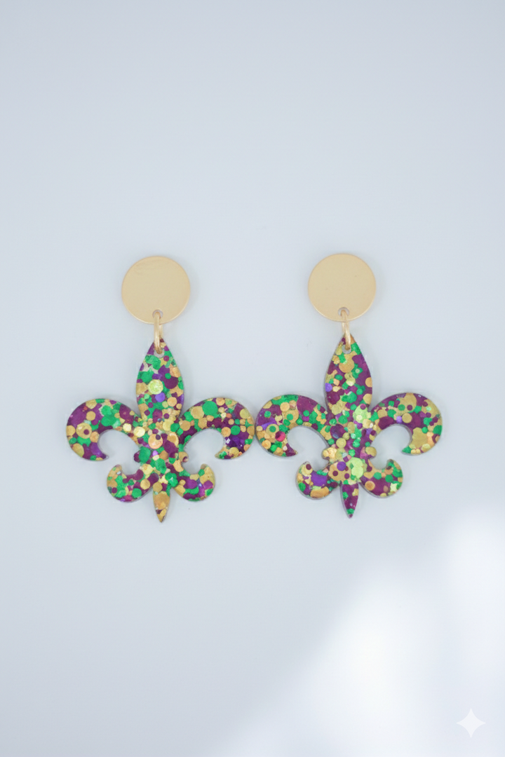 Mardi Gras Fleur de Lis Earrings