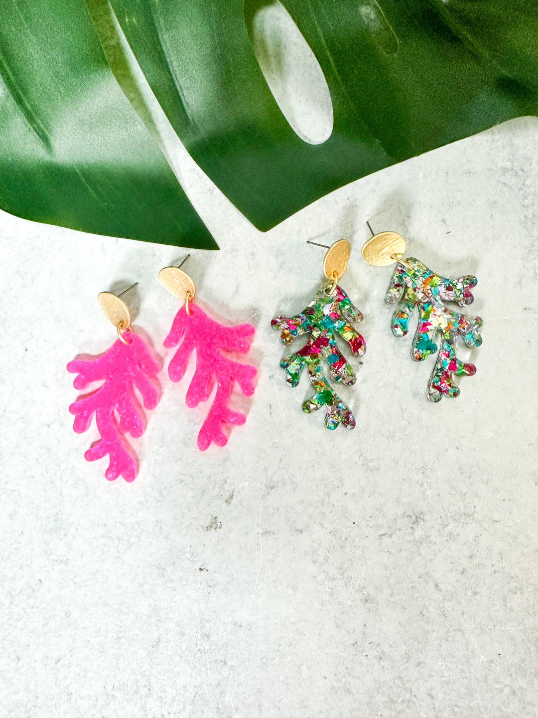 coral acrylic earrings