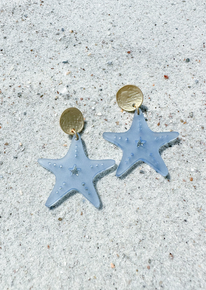 blue starfish acrylic earrings