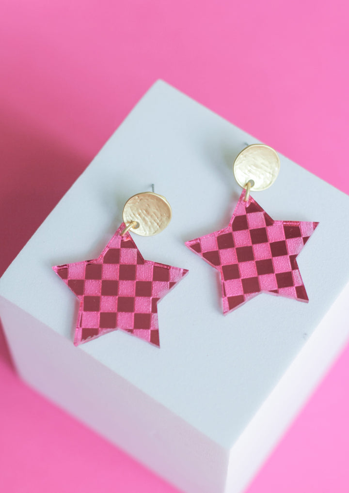 Checkered Star Earrings