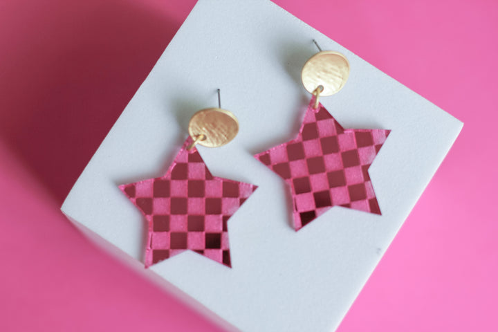 Checkered Star Earrings