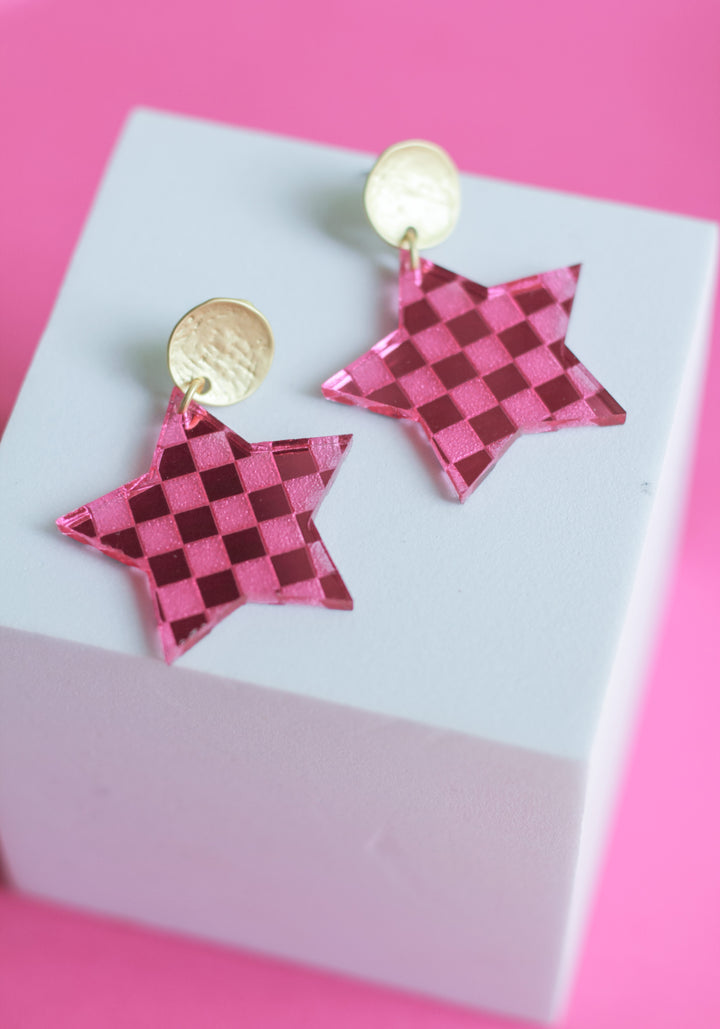 Checkered Star Earrings