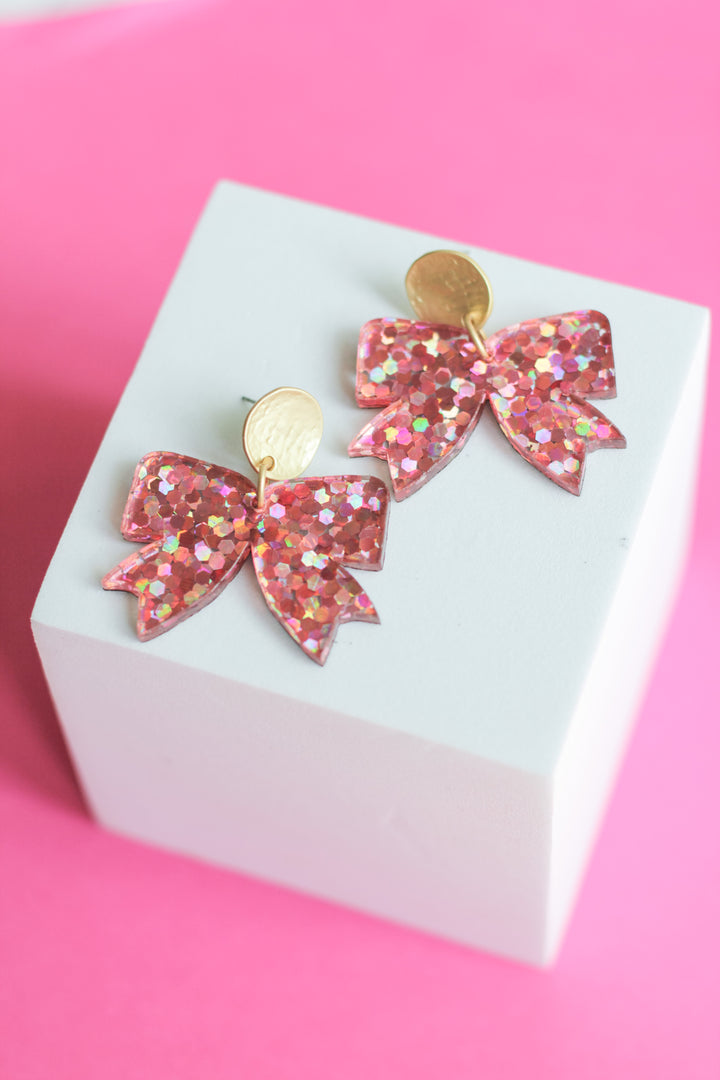 Pink Bow Earrings