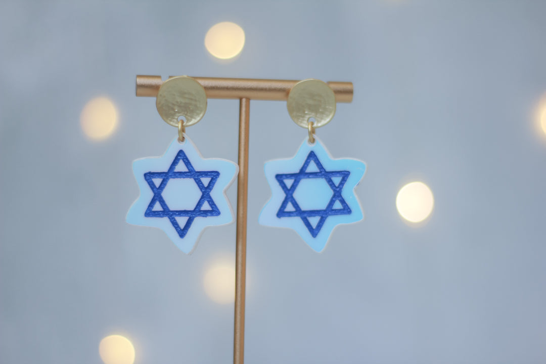 Star of David Iridescent Earrings