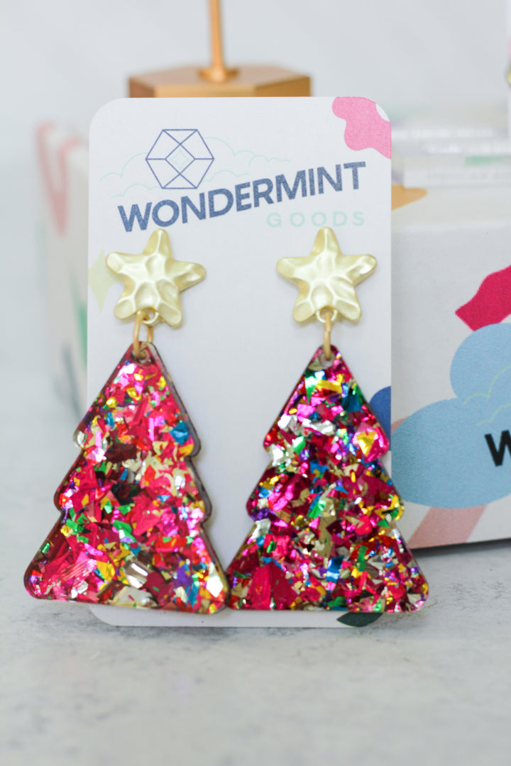 Classic Confetti Christmas Tree Earrings