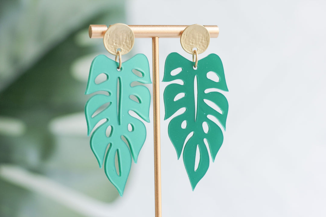 Statement Monstera Leaf Earrings