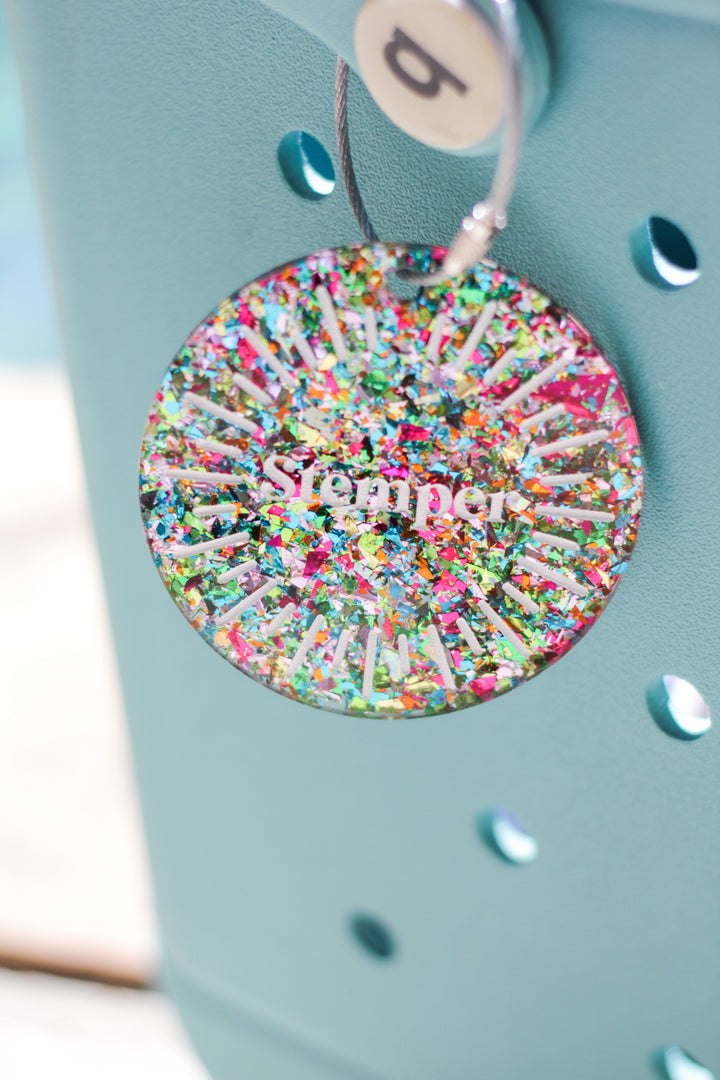 Confetti Personalized Keychain / Pool Tag