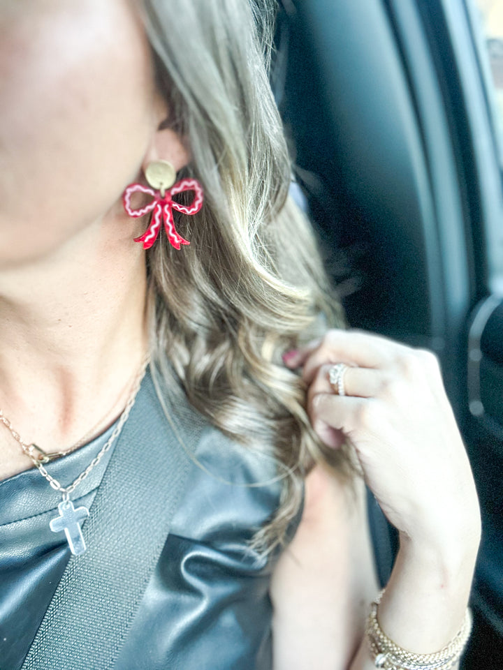 Red Bow Earrings