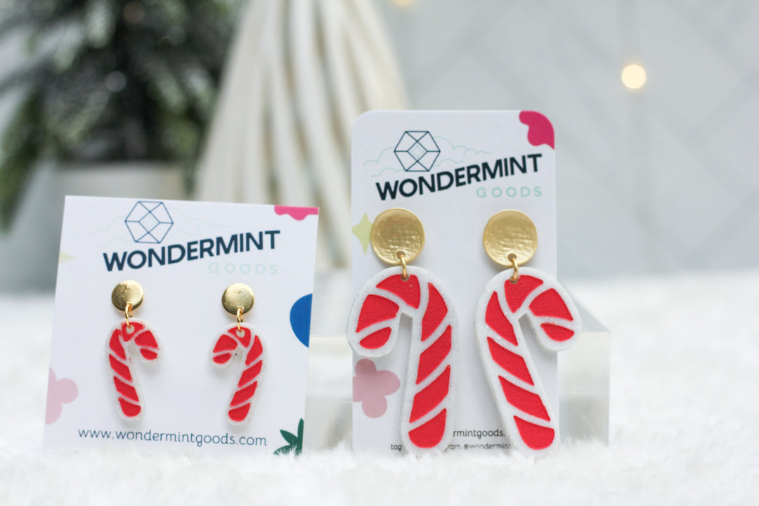 Mini Candy Cane Acrylic Earrings