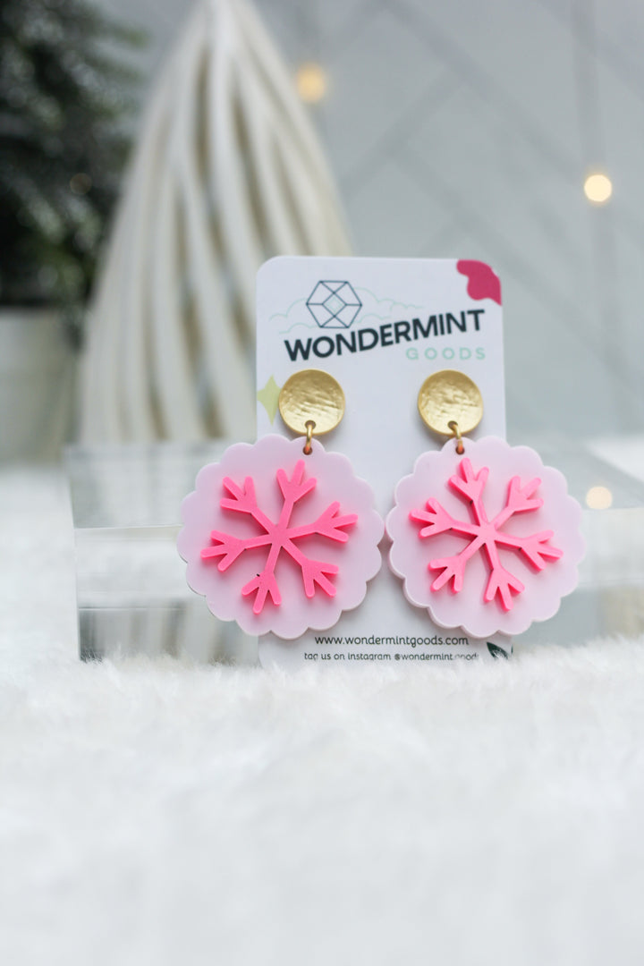 Scalloped Snowflake Acrylic Earrings