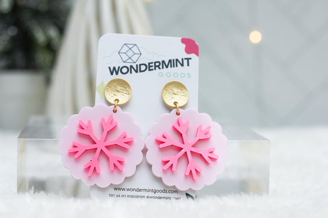 Scalloped Snowflake Acrylic Earrings