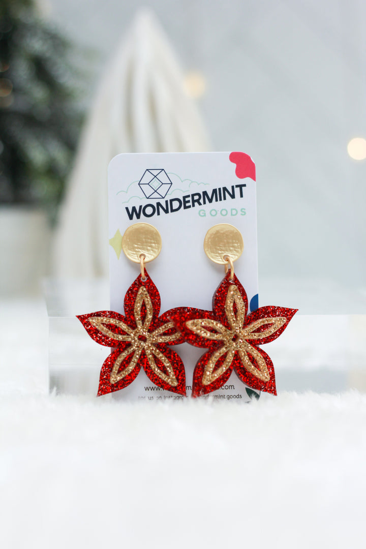 Star Poinsettia Earrings