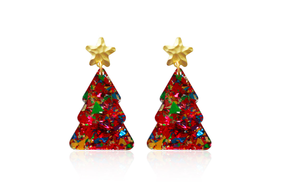 Classic Confetti Christmas Tree Earrings