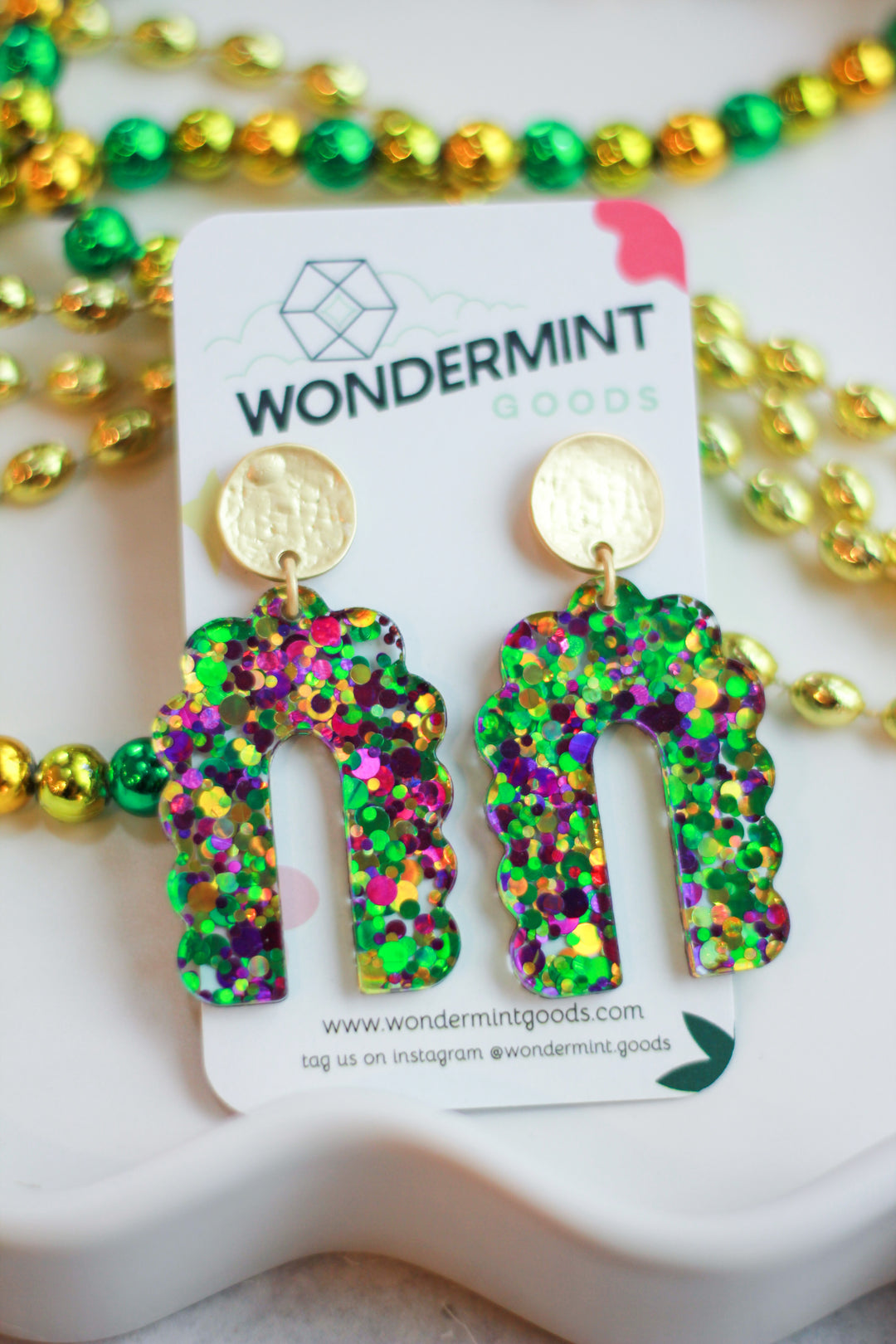 Mardi Gras Scalloped Arch Earrings