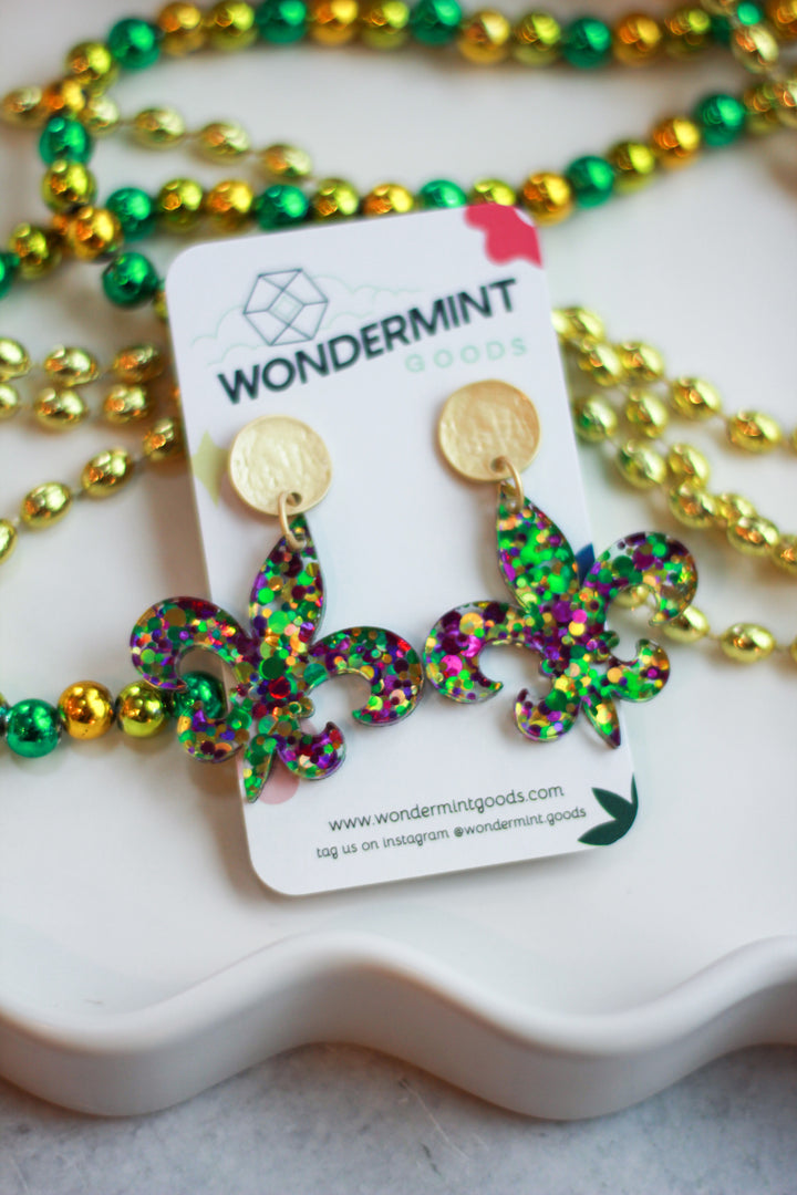 Mardi Gras Fleur de Lis Earrings