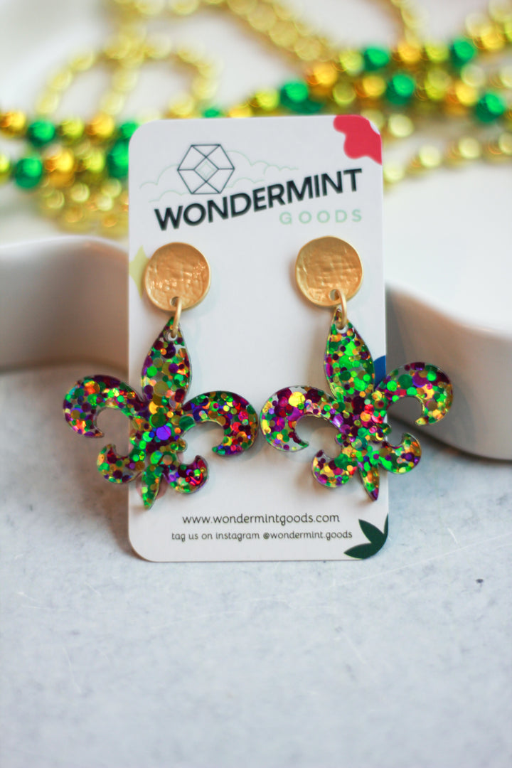 Mardi Gras Fleur de Lis Earrings