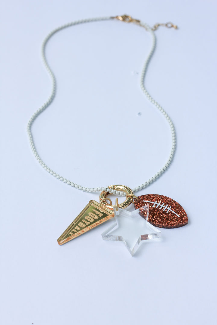 Football Enamel Charm Necklace