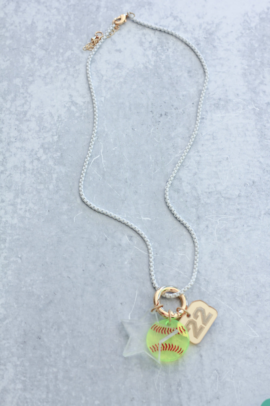 Softball Charm Enamel Chain Necklace