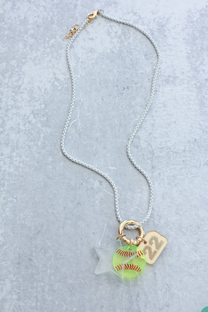 Softball Charm Enamel Chain Necklace
