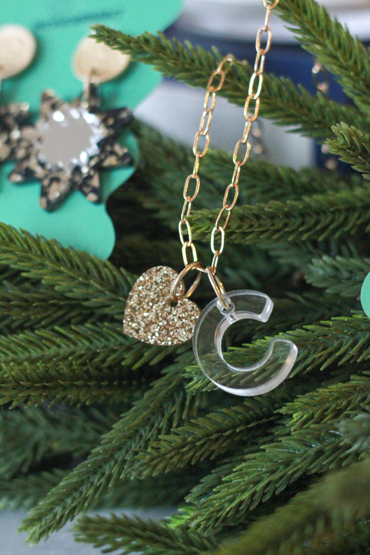 Clear Acrylic Initial Charm Necklace