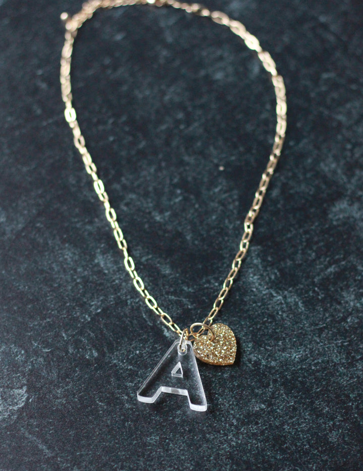 Clear Acrylic Initial Charm Necklace