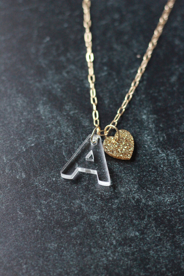 Clear Acrylic Initial Charm Necklace
