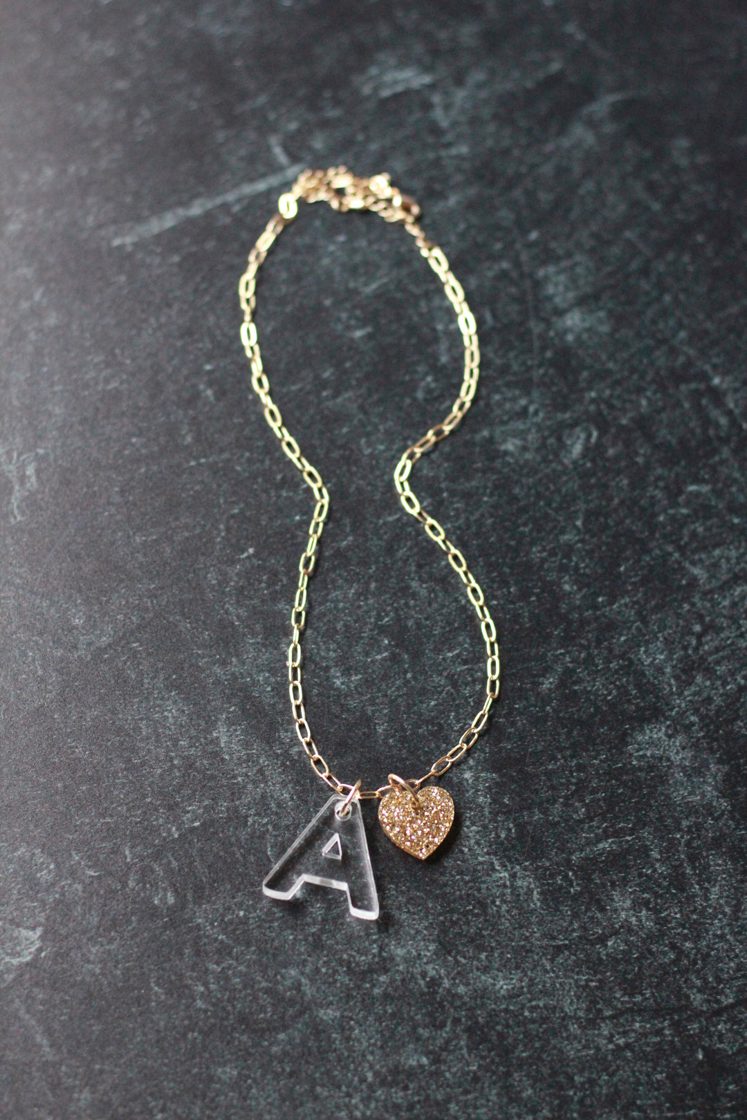 Clear Acrylic Initial Charm Necklace