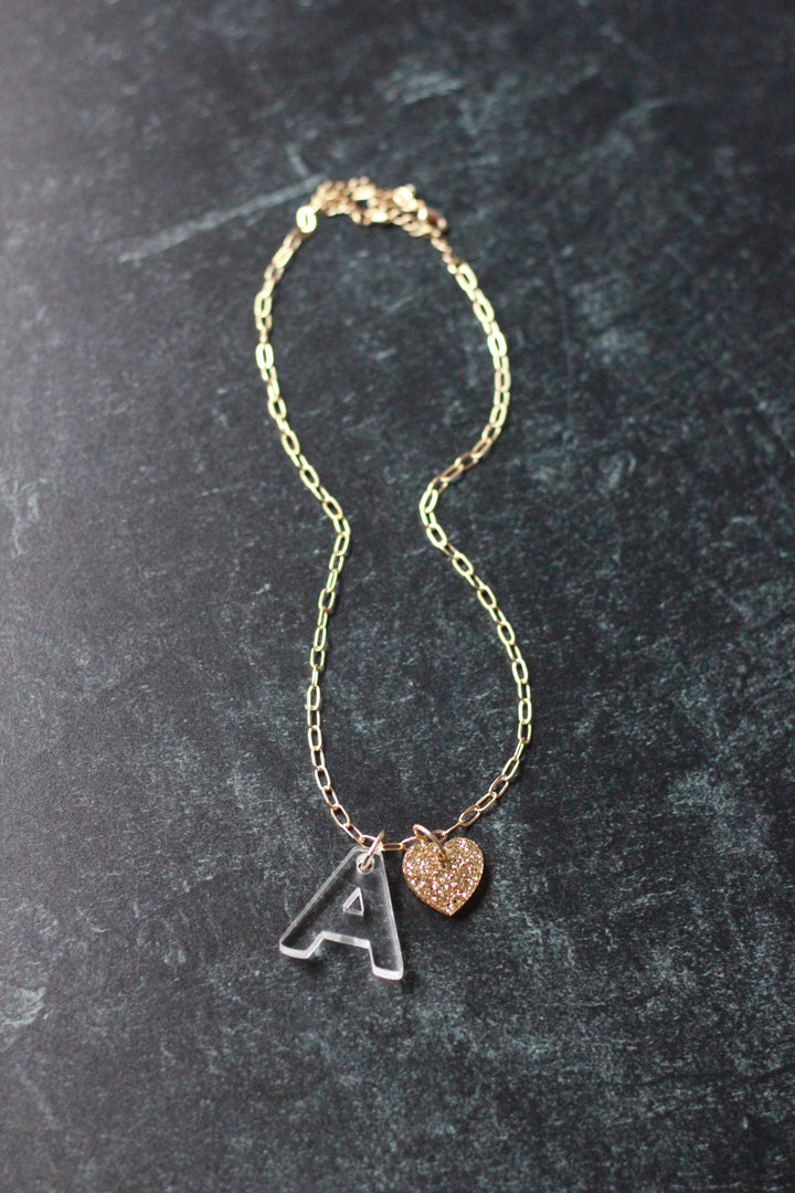 Clear Acrylic Initial Charm Necklace